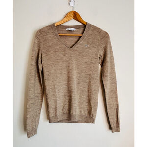 Lacoste Women's XXS V Neck Merino Wool Sweater